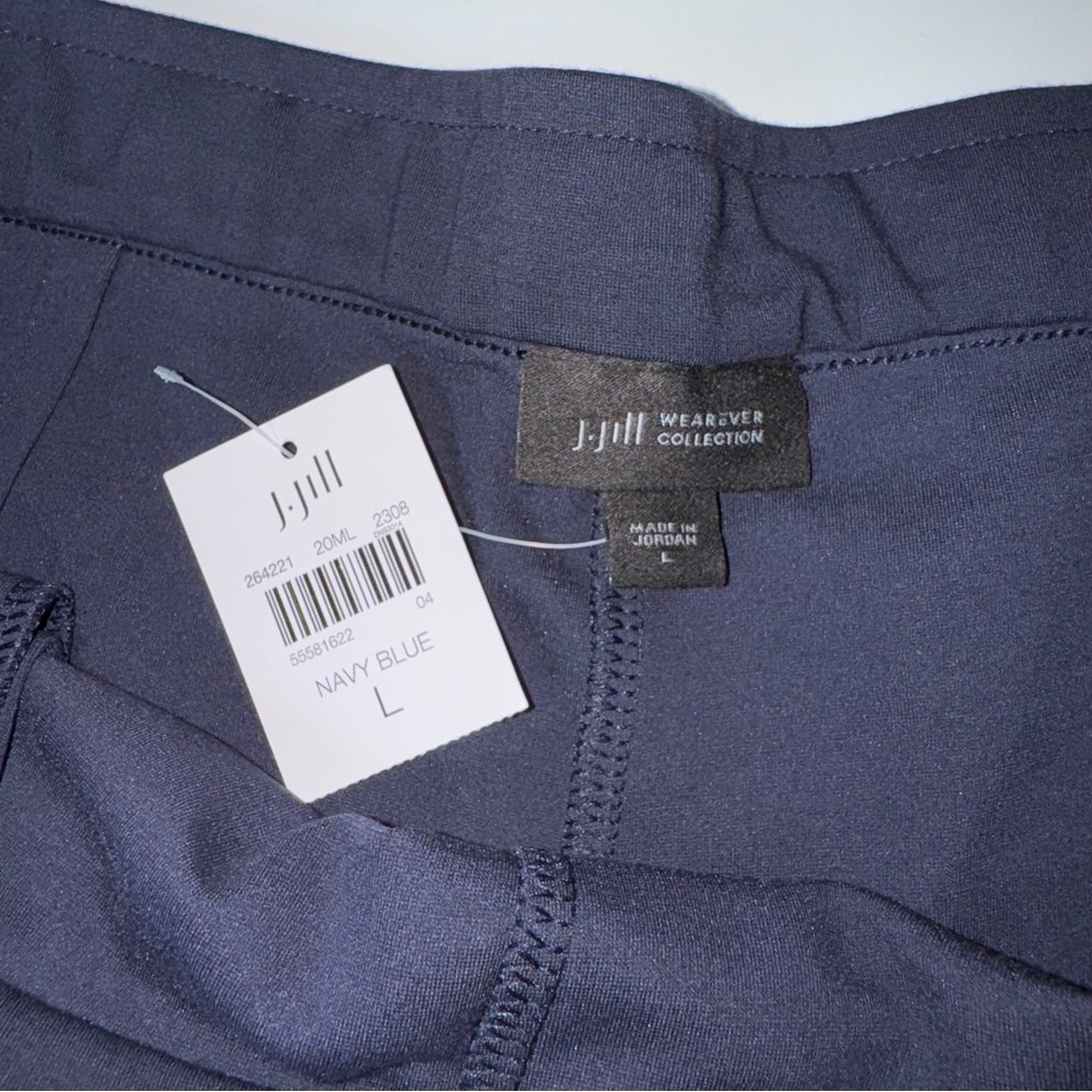 J.Jill Wearever Navy Blue Wide Leg Pull‎ On Pants Size Large With Side Pockets - Picture 9 of 12